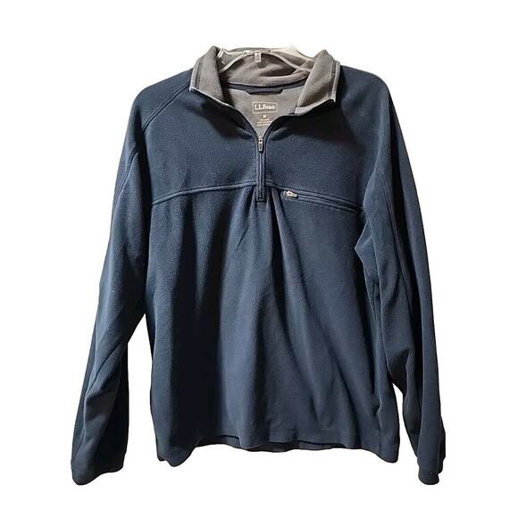 LL Bean 1/4 Zip Polar Fleece Pullover Jacket Men's M Navy Blue Great Condition - Picture 1 of 3